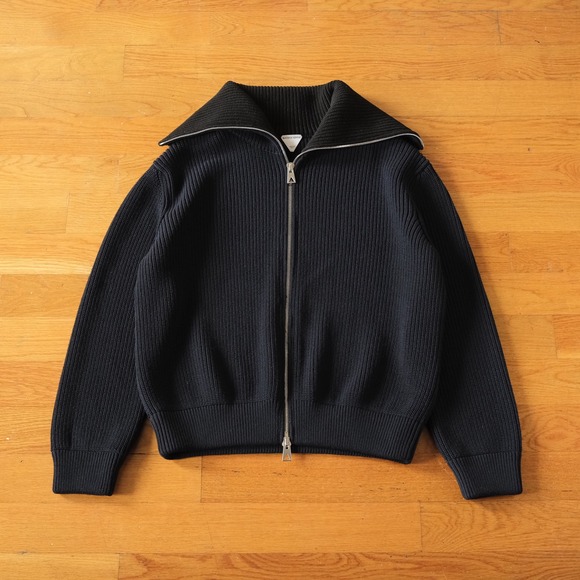 Bottega Veneta Other - Bottega Veneta Ribbed Full Zip Cardigan Sweater Mens Black Blue Knit Luxury L